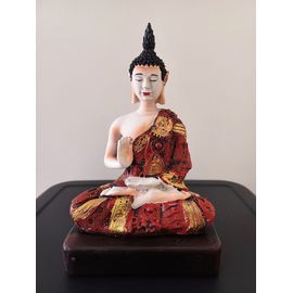 Statue Résine Bouddha Thaï Rouge 18 cm