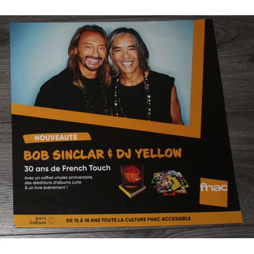 Rare Plv Souple 30x30cm Bob Sinclar & Dj Yellow 30 Ans De French Touch / Magasins Fnac