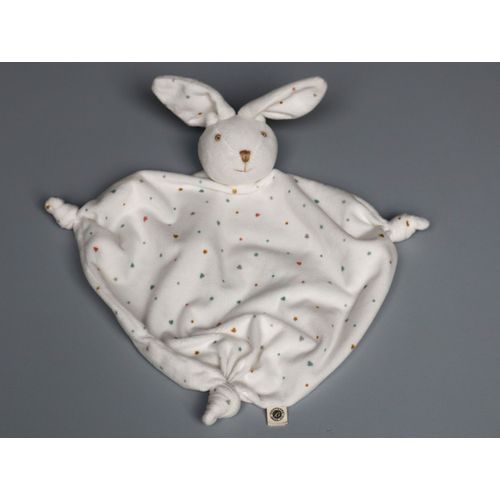 Doudou Lapin Plat Blanc Coeurs Bouchara