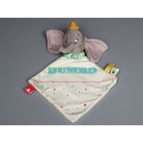 Doudou Éléphant Dumbo Plat Gris Bleu Jaune Disney
