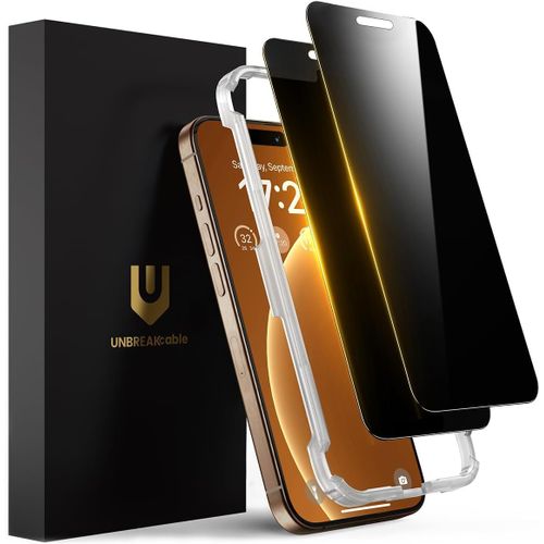 CAUC-Verre Trempé Anti Espion pour iPhone 16 Pro 6,3 Pouces, Bord Noir Integrale Protection Écran [Lot de 2], Film Protecteur Vitre [Résistant aux Rayures, Anti-Traces de Doigts]