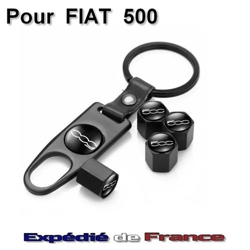 4 Bouchons De Valve Tuning + Porte-Clés Pour Fiat 500