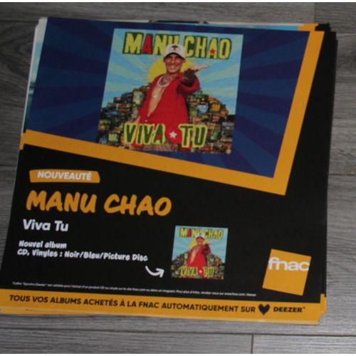 Rare Plv Souple 30x30cm Manu Chao Viva Tu / Magasins Fnac