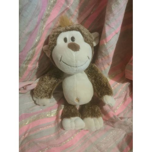 Doudou Peluche Singe Beige Marron Nombril Cp International