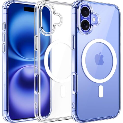 KALANKA-Coque Magnétique pour iPhone 16, Compatible avec MagSafe, [Anti-Jaunissement] [Protection Antichoc Militaire] HD Clair Étui de Téléphone, Dos Transparent Anti-Rayures Housse