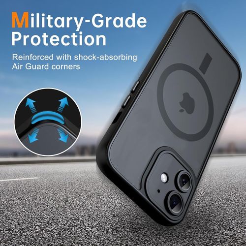 Coque Noir Magnétique Pour Iphone 12 Et 2 Verre Trempé, Compatible Avec Magsafe, Protection Caméra ,Translucide Antichoc - Hqselection®