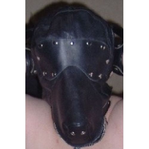 Tête Cagoule De Chien En Cuir.