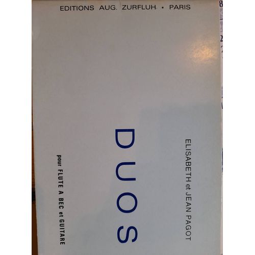 Pagot E. & J. Duos Pour Flûte À Bec Et Guitare Zurfluh
