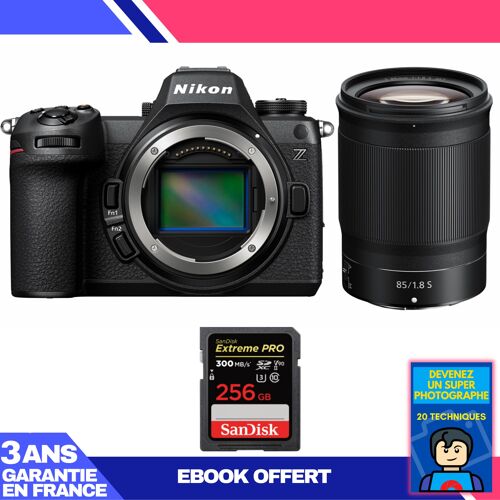 Boitier Nikon Z6 III + Z 85mm f/1.8 S + 1 SanDisk 256GB Extreme PRO UHS-II SDXC 300 MB/s + Ebook 'Devenez Un Super Photographe'