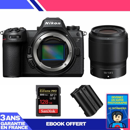 Boitier Nikon Z6 III + Z 50mm f/1.8 S + 1 SanDisk 128GB Extreme PRO UHS-II SDXC 300 MB/s + 1 Nikon EN-EL15c + Ebook 'Devenez Un Super Photographe'