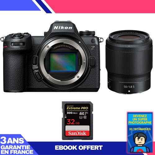 Boitier Nikon Z6 III + Z 50mm f/1.8 S + 1 SanDisk 32GB Extreme PRO UHS-II SDXC 300 MB/s + Ebook 'Devenez Un Super Photographe'