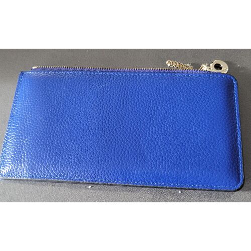 Porte cartes cuir bleu