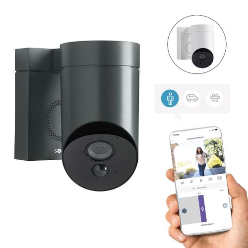 Outdoor Camera grise 2 - Caméra de surveillance extérieure wifi - 1080p Full HD - Sirène 110 dB - Branchement possible sur luminaire existant