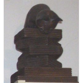 Serre-Livres chat en bois