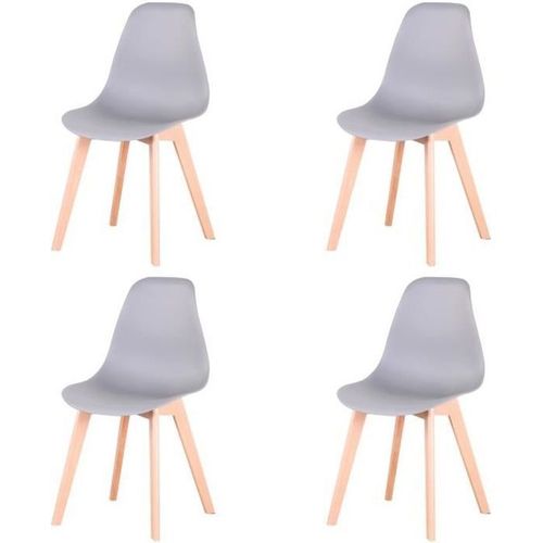 Lot De 4 Chaises De Salle À Manger Gris - Chaise Scandinave - Chaise Bois