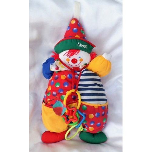 Doudou Peluche Clown Découvertes Rouge Ronds Rayures Blanc Corolle