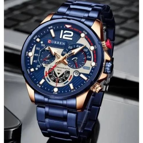 Montre Curren 8395 Homme En Acier A Quartz Étanche- Montre Bracelet Luxe.. Bleue