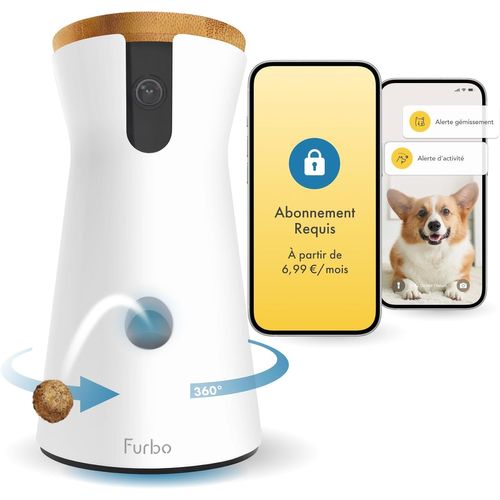 Caméra Pour Chien 360° - Pack Avec Alertes De Sécurité Maison [Abonnement Premium]: Caméra Hd Intelligente Avec App, Vision Nocturne, Suivi Auto, Lancer De Friandises, Alerte Aboiement Avancée