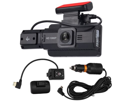 Caméra embarquée double avec enregistrement avant et arrière, grand angle 170°, détection de mouvement, installation facile