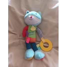 Doudou Doudou Et Compagnie Loup Bleu Dc3094 Pouet Pouet Dc 3094 Anneau De Dentition Jaune Louveteau