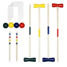 Yuenfong Jeu De Croquet En Bois Jeu De Croquet En Plein Air Pour 4 Joueurs Jeu De Jardin Jeu Traditionnel En Bois Pour La Famille