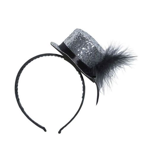 Serre-Tête Mini-Chapeau Haut De Forme Charleston Femme - Ptit Clown - Argent - Accessoire De Déguisement