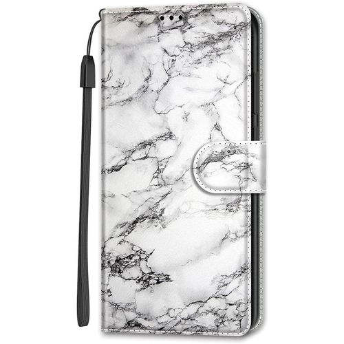 Cuir Coque Pour Huawei Honor 10 Lite Antichoc Avec Support Clapet Design Silicone Animal Motif Dr?Le Etui Bumper Kickstand Case Cover Housse Fille Femme Homme Portefeuille - Marbre Blanc