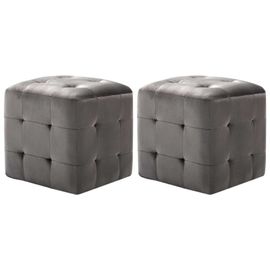 Vidaxl 2 Pcs Tables De Chevet Gris 30x30x30 Cm Tissu Velours