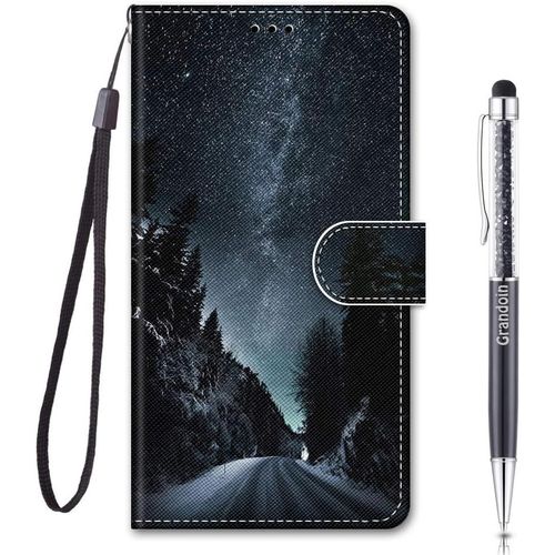 Coque Pour Samsung Galaxy M11 / A11, Mode Cratif Effet Bookstyle Dsign Tui De Protection Housse En Pu Cuir Avec Tpu Silicone Souple Phone Case Pour Galaxy M11 / A11 (Ciel Etoil)