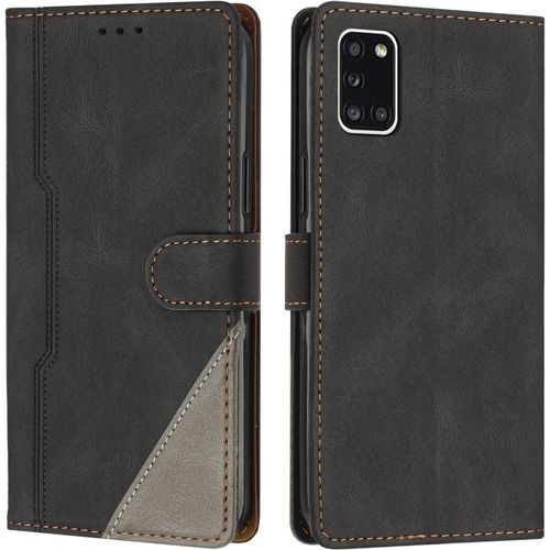 Kalanka-Coque Pour Samsung Galaxy A31, Housse Etui Portefeuille Cuir Multifonction, Fermeture Magnétique À Clapet Anti-Choc [Fonction Support] Flip Case Compatible Avec Samsung Galaxy A31 (Noir)
