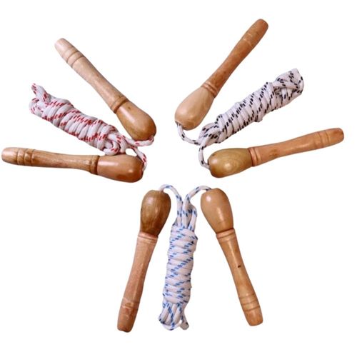 Corde À Sauter 2.10 M Solide Et Légère Avec Poignées En Bois Naturel Pour Enfants Et Adultes Couleurs Aleatoires