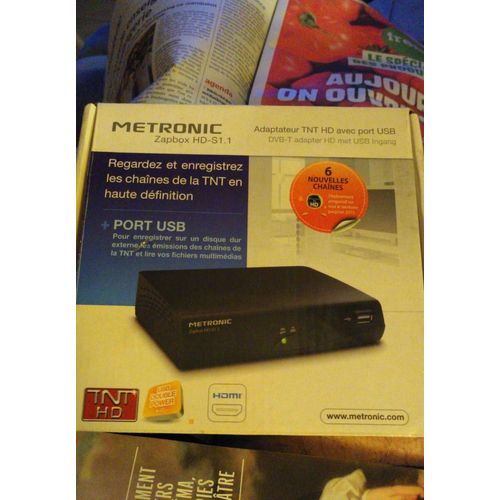 Adaptateur décodeur TNT HD Metronic zapbox HD-S1.1 avec port USB et HDMI