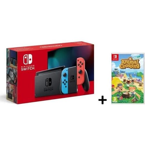Console Nintendo Switch Néon V2 : Nouvelle Version + Animal Crossing Switch (Version Fr)