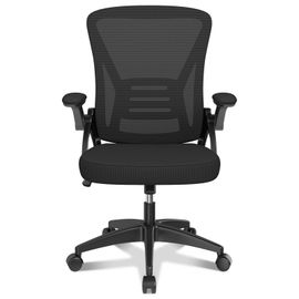 Chaise De Bureau Ergonomique, Avec Accoudoirs Réglables, Soutien Lombaire, Réglable En Hauteur, Dossier En Filet Respirant, Noir