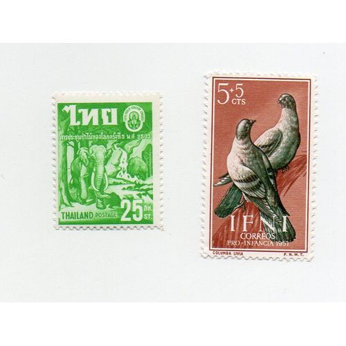 Thaïlande- 1 Timbre Neuf- Eléphant Et Ifni- 1 Timbre Neuf- Oiseaux