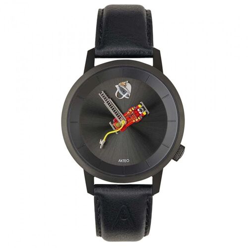 Montre 38 Akteo Pompier Pvd Noir Collection Profession Service