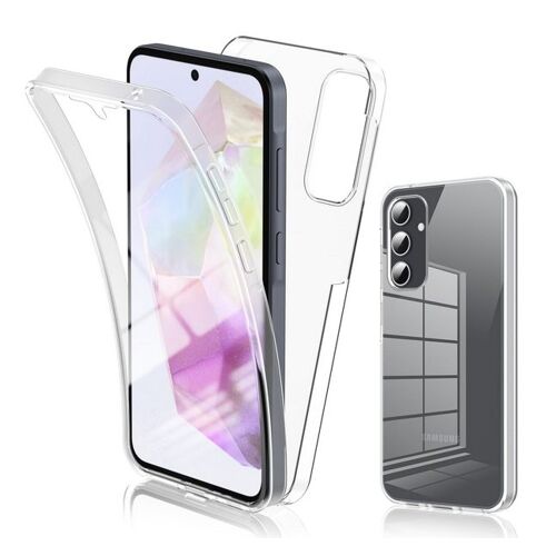 Coque pour Samsung Galaxy A55 5G - housse etui silicone gel 360 integrale + film ecran - TRANSPARENT