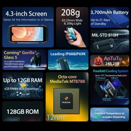 Smartphone robuste Blackview BV7300 6 Go RAM 256 Go Dual SIM Vert