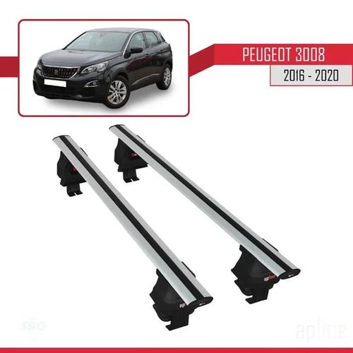Barres De Toit - Ace-4 - Compatible Peugeot 3008 - Aluminium - Gris - Charge Utile 300 Kg