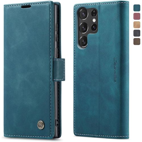Pps-Coque Samsung Galaxy S25 Ultra 5g Housse Antichoc En Cuir Pu Premium Fentes Cartes Etui Pochette De Portefeuille Avec Fonction Support À Rabat Housse Samsung Galaxy S25 Ultra 5g - Bleu Vert