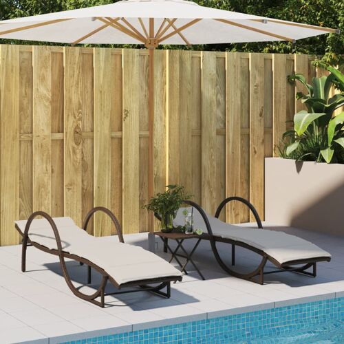 Vidaxl Chaises Longues Lot De 2 Avec Coussins Marron Résine Tressée