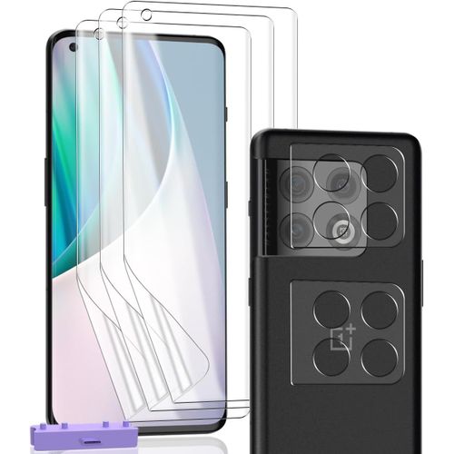 Kal-Protection Compatible Avec Oneplus 10 Pro, Oneplus 10 Pro Protection Écran Film Tpu Flexible Pas En Verre Trempé 3 Pièces Et Oneplus 10 Pro Verre Trempé D'objectif 2 Pièces. Hd Transparent