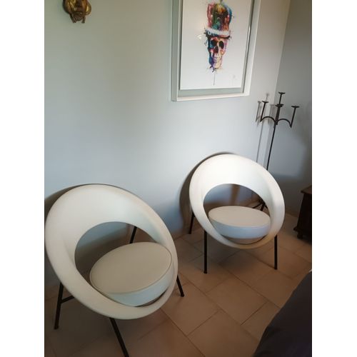 2 Fauteuils Cuir Blanc