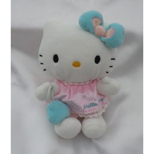 Peluche Doudou Hello Kitty Noeud Sac À Main Bleu Robe Rose Jemini Sanrio