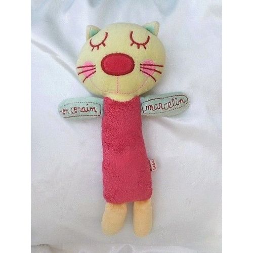 Doudou Peluche Chat Rose Jaune Mon Copain Marcelin Du Pareil Au Même Dpam