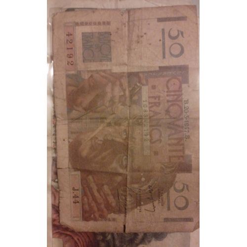 Billet 50 Francs 1947 Sous Pochette Plastique