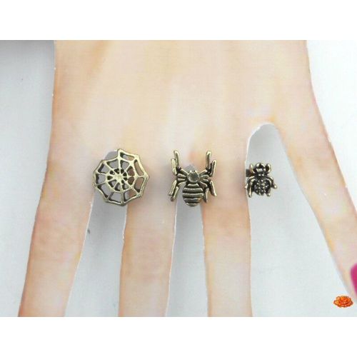 Bague Fashion 2 Doigts Araignées Et Toile Métal Couleur Bronze Taille 56-57