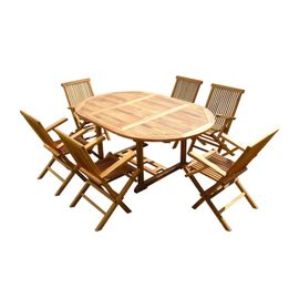 Ensemble Salon De Jardin En Teck Aspect Huilé Sentak 6 Fauteuils Pliants Jumak