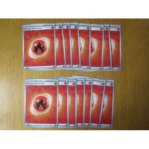 Lot De 15 Cartes Energies Pokémon Feu (Version 2024)