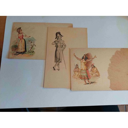 Lot De 3 Cartes Postales Anciennes, Non Écrites : Peinture D'Indiens Et Gentilhomme